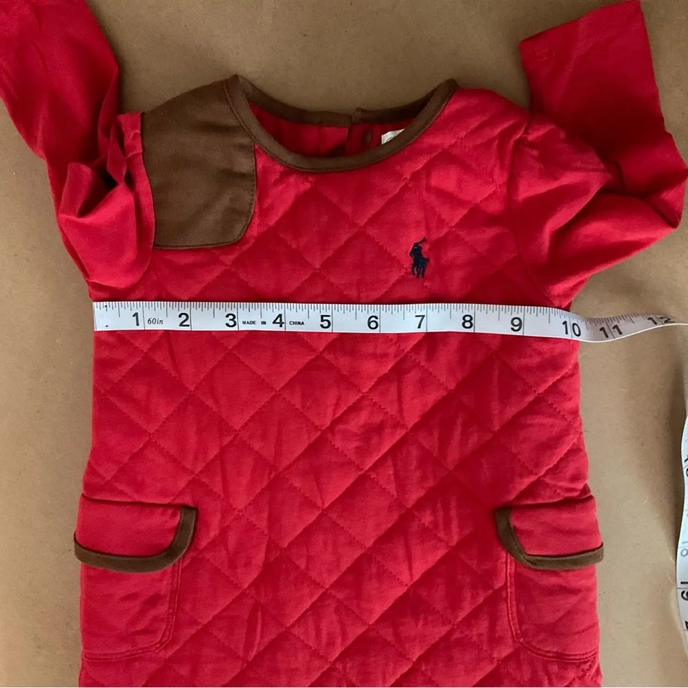 Ralph Lauren Baby Dress Red Quilted 9 Months